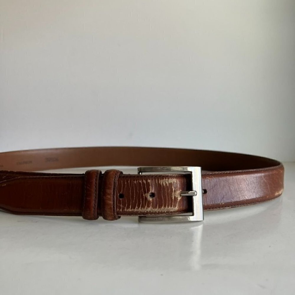 Allen Edmonds Soft Tan Distressed Calfskin USA Made Belt - 40/XL